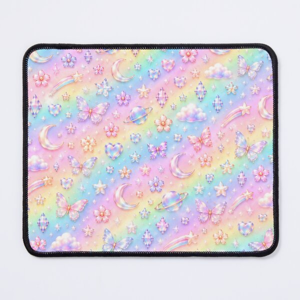 Item preview, Pastel Rainbow Celestial Dreams – Iridescent Butterfly & Moon Pattern designed and sold by HO•Designs.