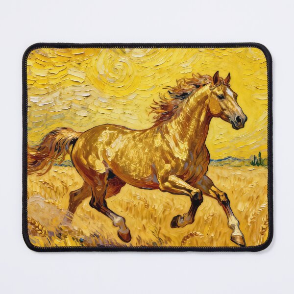Item preview, Golden Horse Running Wheat Field Van Gogh Style designed and sold by KAMOCHI Art.