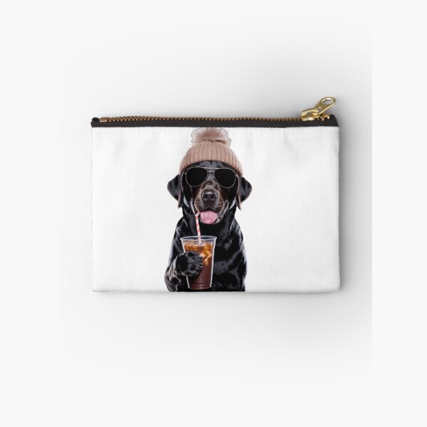 Item preview, cool black lab coffee dog with beanie and sunglasses winter drink lover designed and sold by DariaOltes.