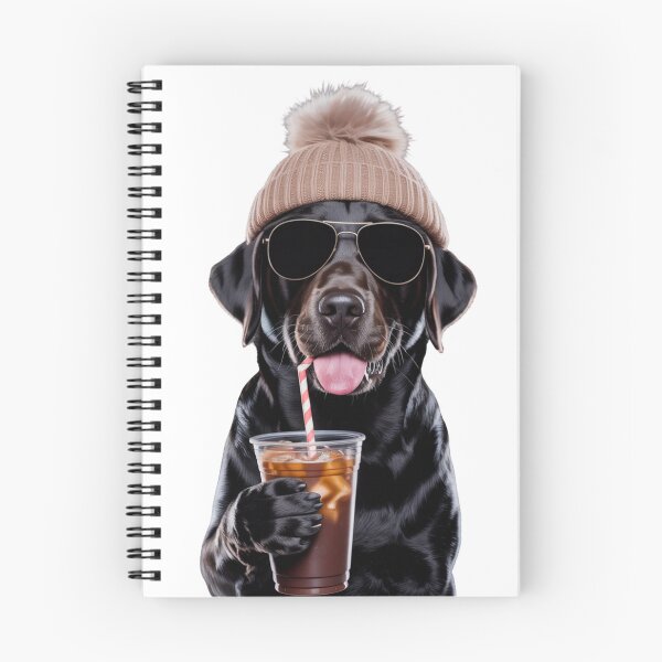 Item preview, cool black lab coffee dog with beanie and sunglasses winter drink lover designed and sold by DariaOltes.