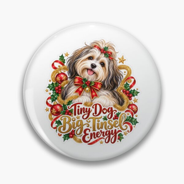 Item preview, Tiny Dog Big Tinsel Energy Havanese Christmas designed and sold by badburropress.