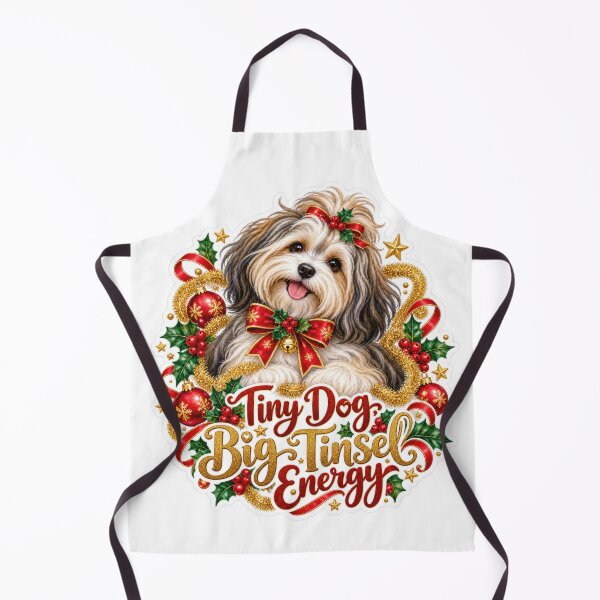Item preview, Tiny Dog Big Tinsel Energy Havanese Christmas designed and sold by badburropress.