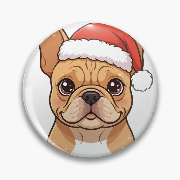Item preview, French Bulldog in Santa Hat — Cute Christmas Frenchie Portrait Art designed and sold by cybercanvasmuse.