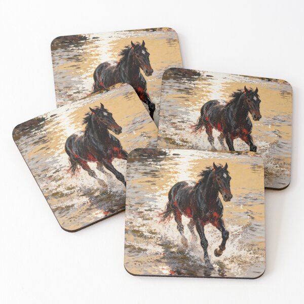 Item preview, Dark Horse Walking Through Golden Water designed and sold by KAMOCHI Art.