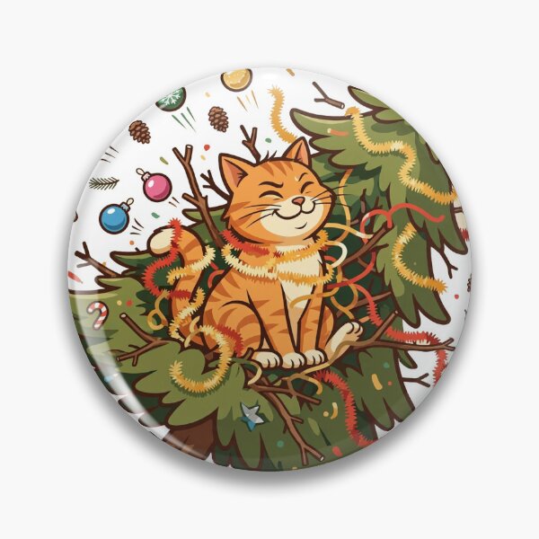 Item preview, Cat vs Christmas Tree — Funny Holiday Cat Chaos Illustration designed and sold by cybercanvasmuse.