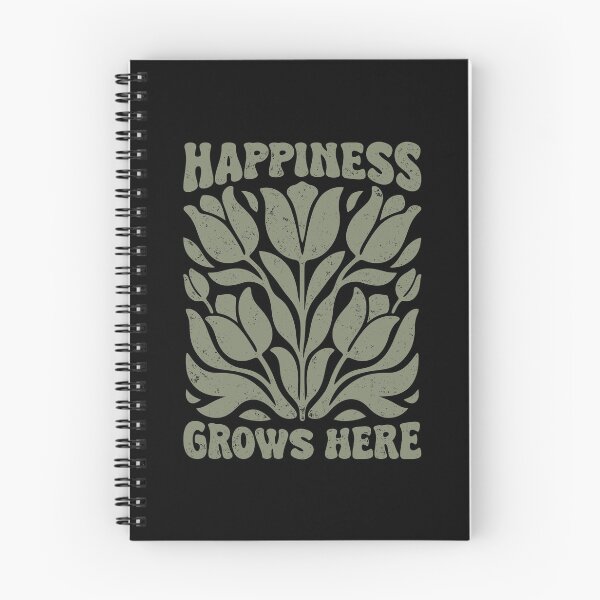 Item preview, Happiness Grows Here Positive Affirmation Retro 70s Floral Mental Health Art designed and sold by Chonkz.