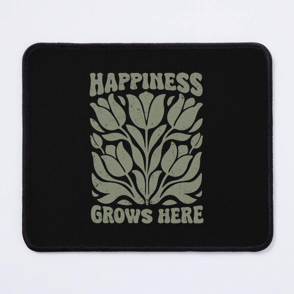 Item preview, Happiness Grows Here Positive Affirmation Retro 70s Floral Mental Health Art designed and sold by Chonkz.