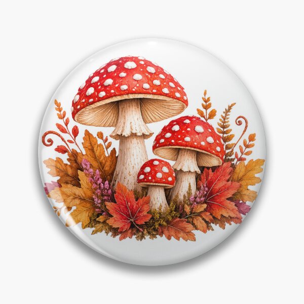 Item preview, Red Autumn Mushrooms and foliage designed and sold by Dew Drop Crafts .