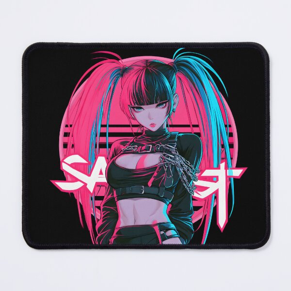 Item preview, Neon anime Girl T-Shirt, Vaporwave Tokyo Aesthetic, gothic girl designed and sold by NovaBlossomCo.