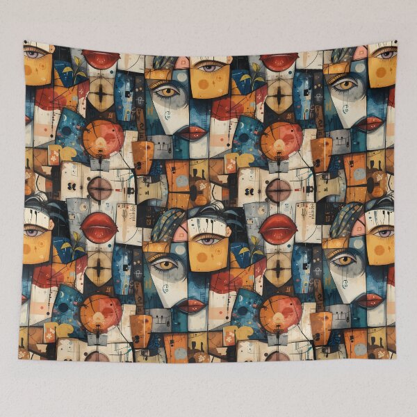 Item preview, Abstract Cubist Face Pattern - Avant-Garde Modern designed and sold by AOCollections.