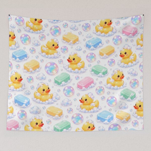 Item preview, Cute Rubber Duck Bath Time – Pastel Soap & Bubbles Pattern designed and sold by HO•Designs.