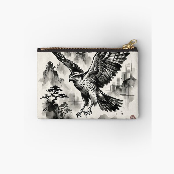 Item preview, Ink Wash Hawk in Mountain Mist - Traditional Japanese Art Style designed and sold by iris-festival.