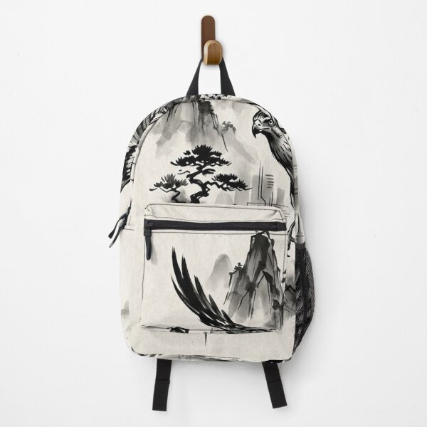 Item preview, Ink Wash Hawk in Mountain Mist - Traditional Japanese Art Style designed and sold by iris-festival.