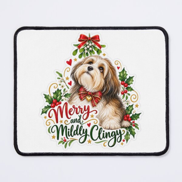 Item preview, Merry and Mildly Clingy Havanese Christmas Dog designed and sold by badburropress.