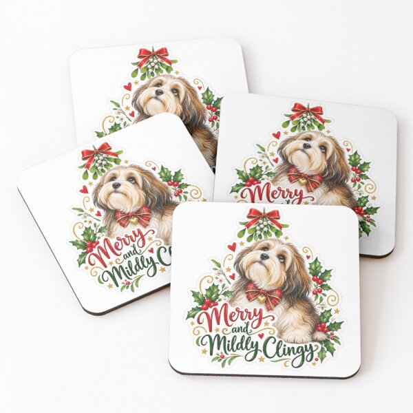 Item preview, Merry and Mildly Clingy Havanese Christmas Dog designed and sold by badburropress.