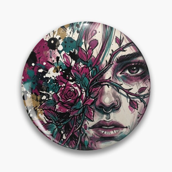 Item preview, Wild Heart: Punk Illustration of a Woman with Thorny Roses designed and sold by JonelleTshirts.