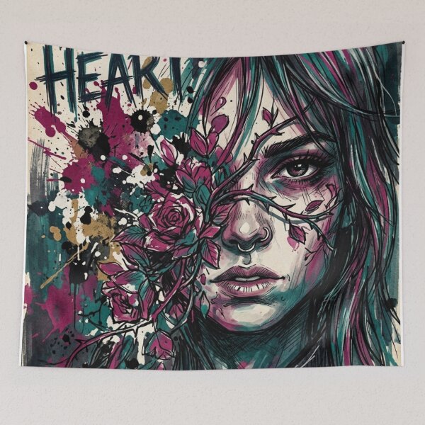 Item preview, Wild Heart: Punk Illustration of a Woman with Thorny Roses designed and sold by JonelleTshirts.
