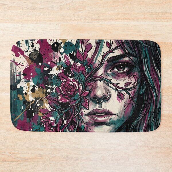 Item preview, Wild Heart: Punk Illustration of a Woman with Thorny Roses designed and sold by JonelleTshirts.