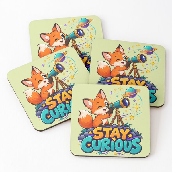 Item preview, Stay Curious Cute Fox Telescope Space designed and sold by MH Digital Studio .