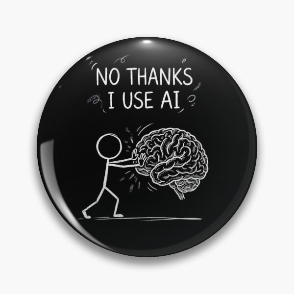 Item preview, no thanks i use ai funny brain character line art for tech lovers designed and sold by DariaOltes.