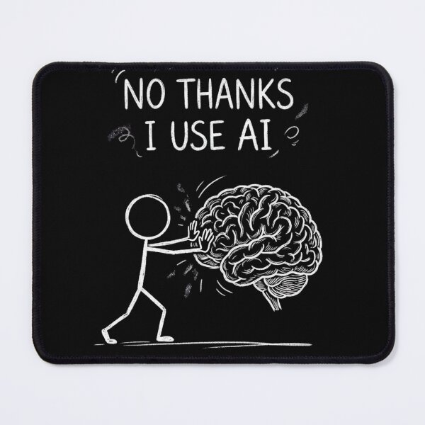 Item preview, no thanks i use ai funny brain character line art for tech lovers designed and sold by DariaOltes.