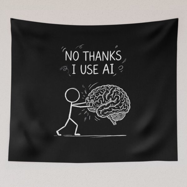 Item preview, no thanks i use ai funny brain character line art for tech lovers designed and sold by DariaOltes.