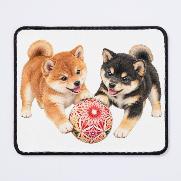 Item preview, Cute Shiba Inu Puppies Playing with Temari Ball - Japanese Dog Art designed and sold by japan-picto.