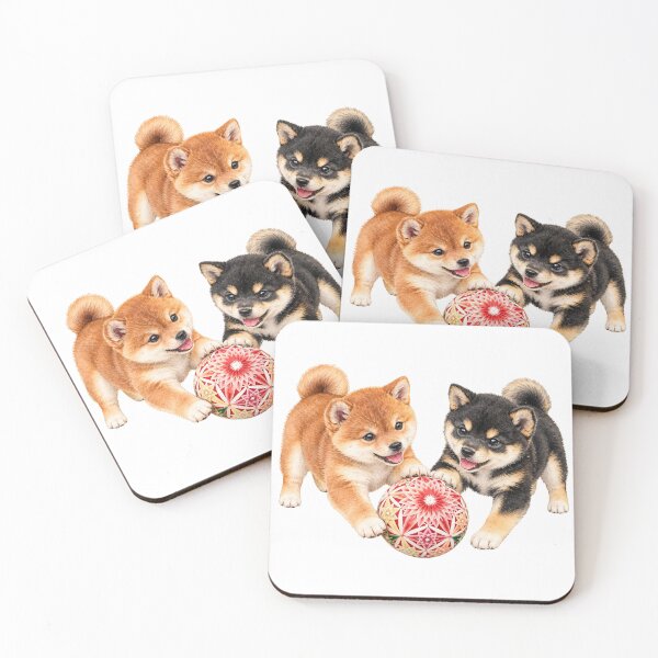 Item preview, Cute Shiba Inu Puppies Playing with Temari Ball - Japanese Dog Art designed and sold by japan-picto.