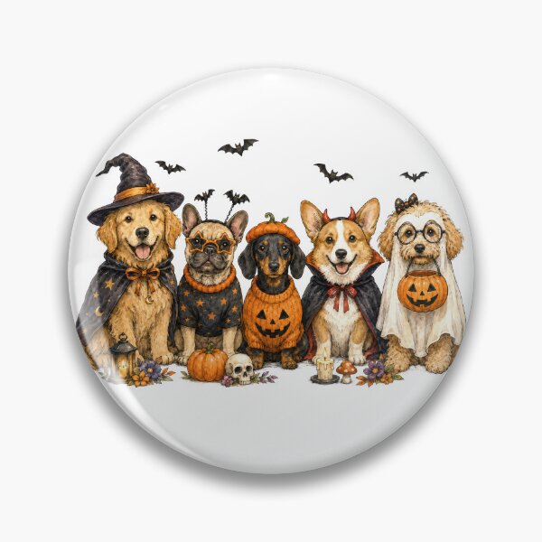 Item preview, Cute Halloween Dogs in Costumes with Pumpkins and Bats designed and sold by Travelslightly.