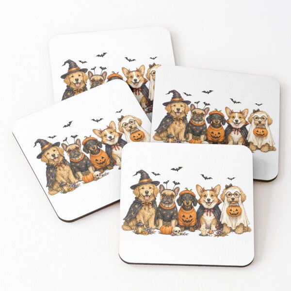 Item preview, Cute Halloween Dogs in Costumes with Pumpkins and Bats designed and sold by Travelslightly.