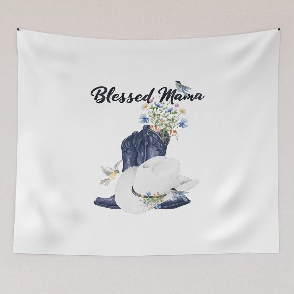 Item preview, Blessed Mama with Cowboy Boots/Hat, Wildflowers & Birds designed and sold by JeweledDesigns.