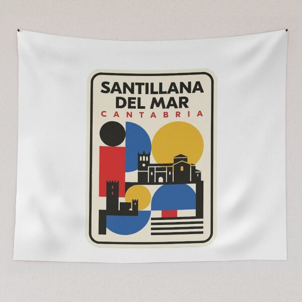 Item preview, Retro Santillana Del Mar Bauhaus Geometric Skyline designed and sold by k3rstman1.