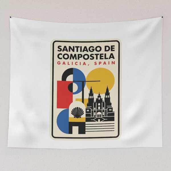 Item preview, Retro Santiago De Compostela Bauhaus Geometric Skyline designed and sold by k3rstman1.