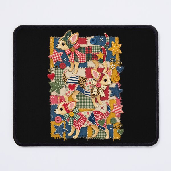 Item preview, Patchwork Chihuahua Quilt Folk Art Cute Dog Design designed and sold by AmiGraph.