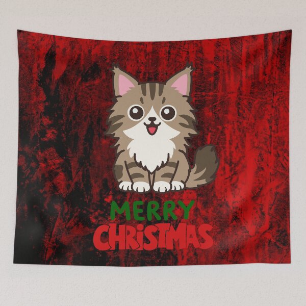 Item preview, Cute Maine Coon Cat Merry Christmas Holiday Art designed and sold by stormk10.