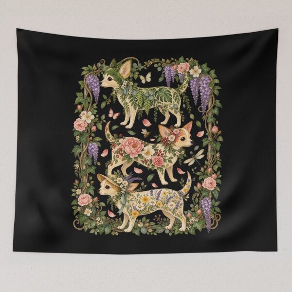 Item preview, Botanical Chihuahua Floral Garden Cottagecore Dog Art designed and sold by AmiGraph.