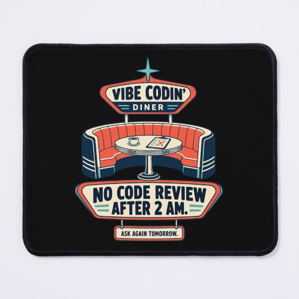 Item preview, No Code Review After 2 AM — Vibe Codin' Diner designed and sold by Numerous-Niches.