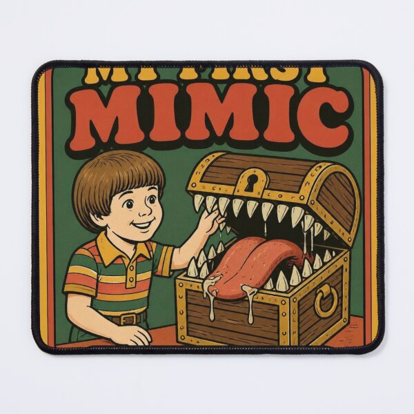 Item preview, My First Mimic Retro 70s Activity Book DND Dark Humor designed and sold by Dice_Goblin_Studio.