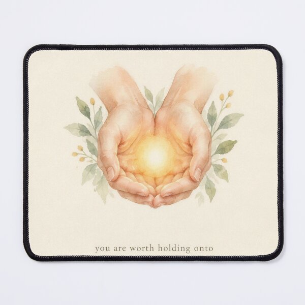 Item preview, Worth Holding Onto Cupped Hands Illustration | Mental Health Wall Art designed and sold by FixationStudio.