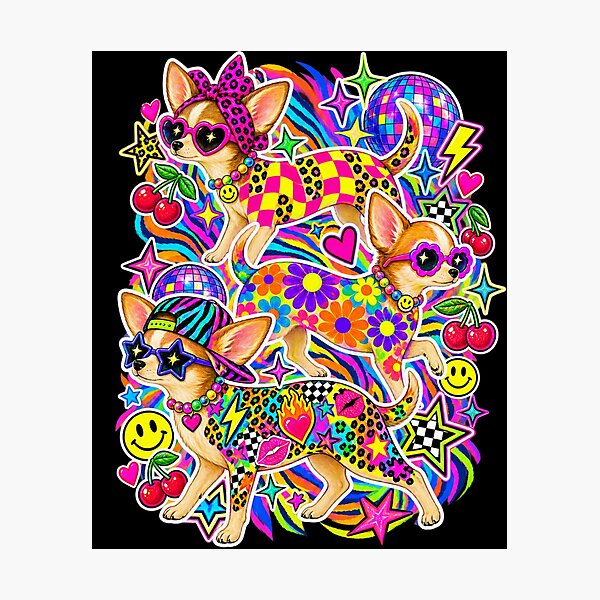 Item preview, Maximalist Chihuahua Colorful Y2K Disco Pop Dog Art designed and sold by AmiGraph.