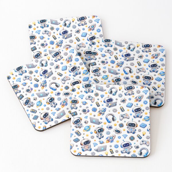 Item preview, Cute Robots & Technology – Futuristic Tech Pattern designed and sold by HO•Designs.