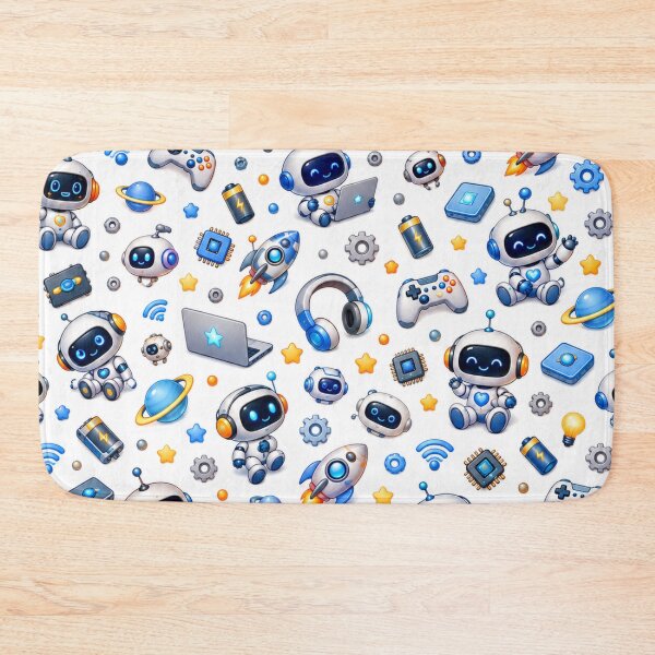 Item preview, Cute Robots & Technology – Futuristic Tech Pattern designed and sold by HO•Designs.
