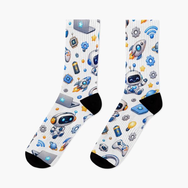 Item preview, Cute Robots & Technology – Futuristic Tech Pattern designed and sold by HO•Designs.