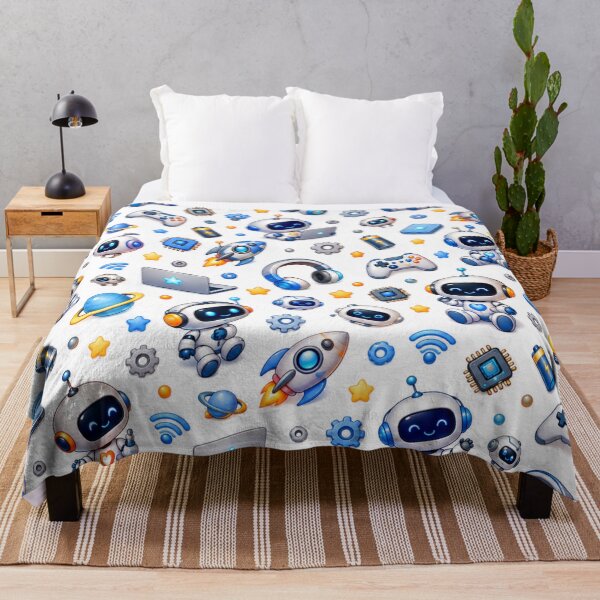 Item preview, Cute Robots & Technology – Futuristic Tech Pattern designed and sold by HO•Designs.