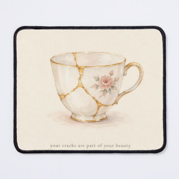 Item preview, Your Cracks Are Beauty Kintsugi Teacup Illustration | Mental Health Wall Art designed and sold by FixationStudio.