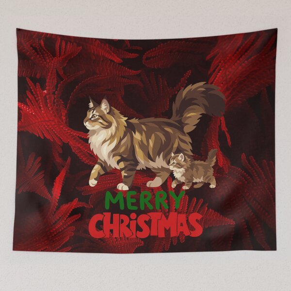 Item preview, Cute Maine Coon Cat Merry Christmas Holiday Art designed and sold by stormk10.