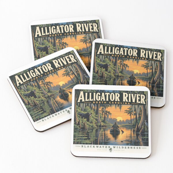 Item preview, Alligator River North Carolina – Blackwater Wilderness Vintage Travel Poster designed and sold by Past in Threads.