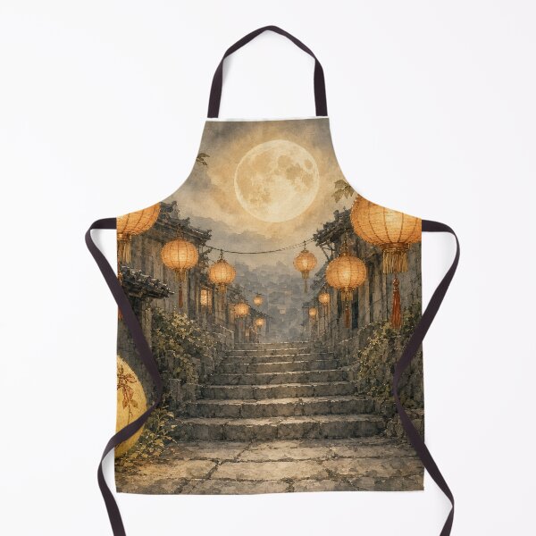 Item preview, Mid Autumn Moon Rabbit Lanterns on Old Stone Steps designed and sold by jainaspp.
