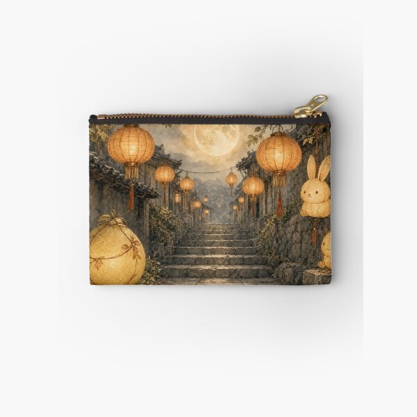 Item preview, Mid Autumn Moon Rabbit Lanterns on Old Stone Steps designed and sold by jainaspp.