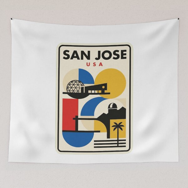 Item preview, Retro San Jose Bauhaus Geometric Skyline designed and sold by k3rstman1.